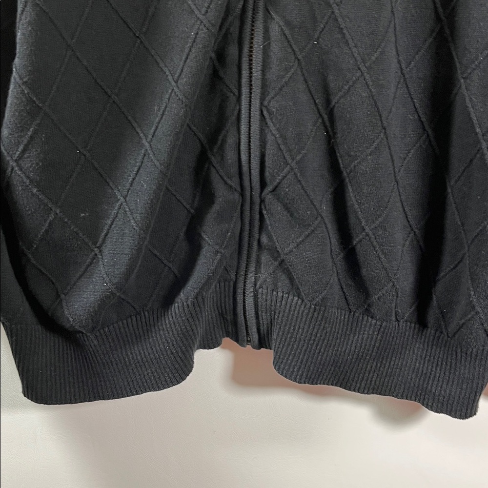 PGA Tour Men's Black Zip-Up Jacket Size L 100% Cotton Ribbed Collar Cuffs & Hem - Picture 5 of 11